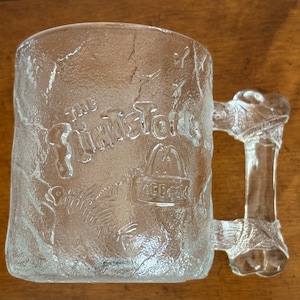 Vintage 1993 McDonald&#39;s Flintstones Etched Glass Mug