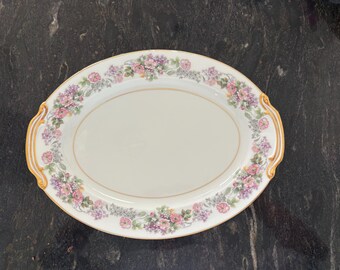 Vintage Noritake Roselane Oval Serving Platter | Floral Fine China with Gold Trim | Made in Japan