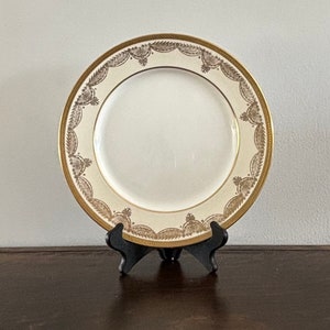 Vintage Aynsley Trafalgar Bone China Dinner Plate: Ivory & Gold, 10 5/8 inch