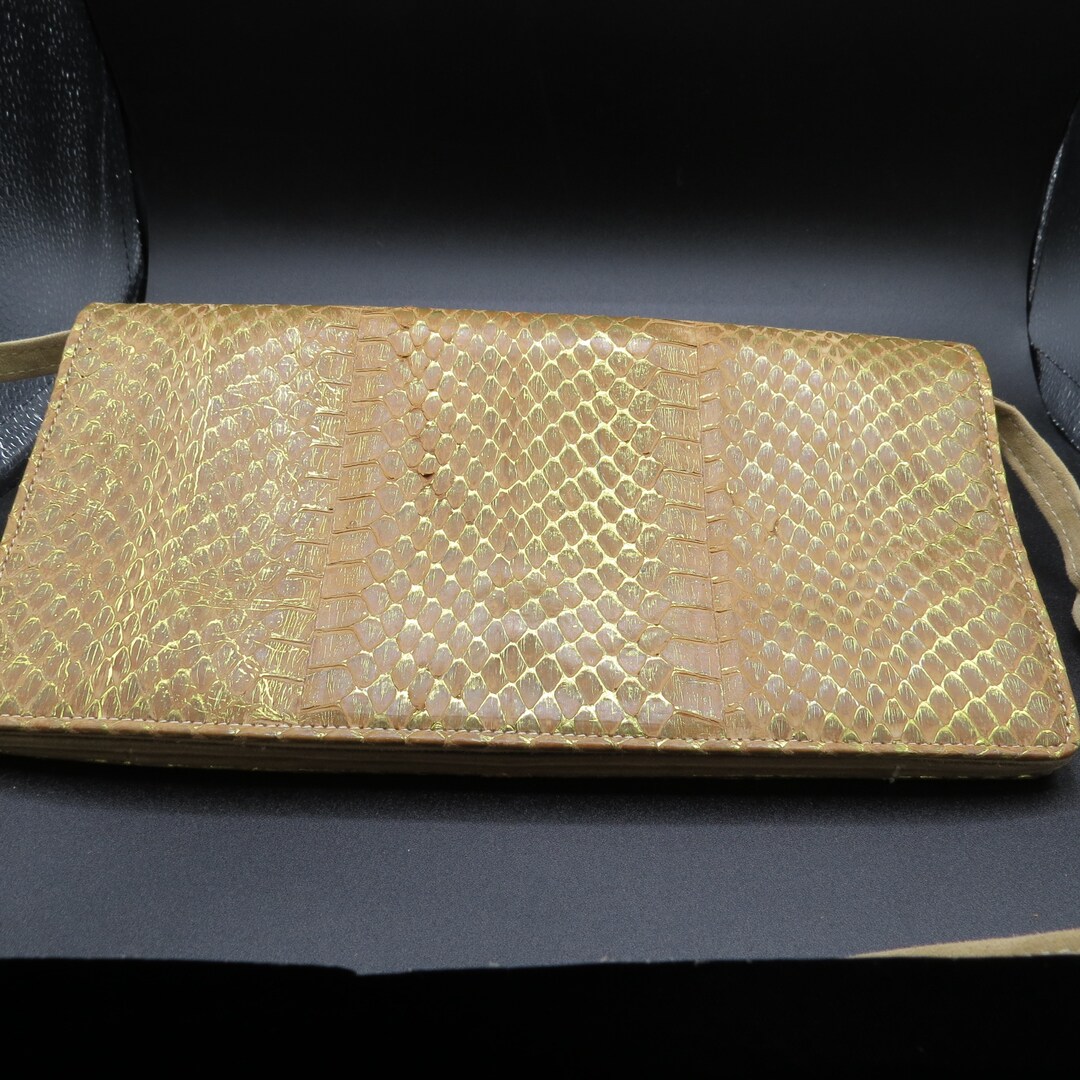 Donna Karan Black Label Gold Python Clutch Bag: Suede Interior - Etsy