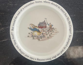 Vintage Wedgwood Peter Rabbit Child's Bowl Beatrix Potter Nursery Dish Collectible