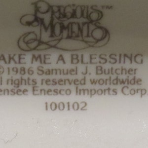 Precious Moments "make Me a Blessing" Copyright 1986 Samuel J. Butcher