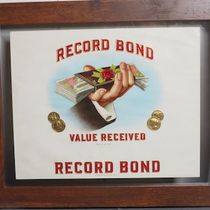 Antique Tobacco Advertisements 1920-1930 Cigar Box Labels by Lucky Bond Brand Tobacco Company, Rare wall Hanging!