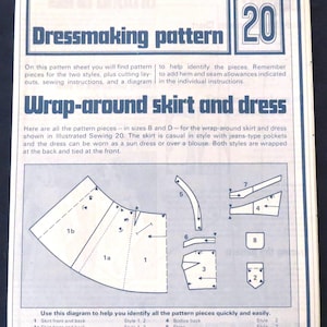 Sewing Pattern Trace and Cut: Wrap Around Skirt and Dress. Never Used, straight out of original 1970&#39;s packet