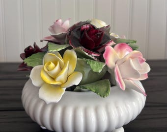 Vintage Royal Doulton Hand Painted Bone China Floral Figurine | English Porcelain Bouquet Decor
