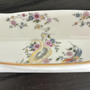 Vintage Coalport Fine Bone China Trinket Dish: Paradise Floral Bird Design