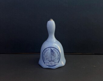 Vintage Fort McHenry Baltimore Maryland 1814 Commemorative Souvenir Bell Blue Ceramic Historic Monument Collectible