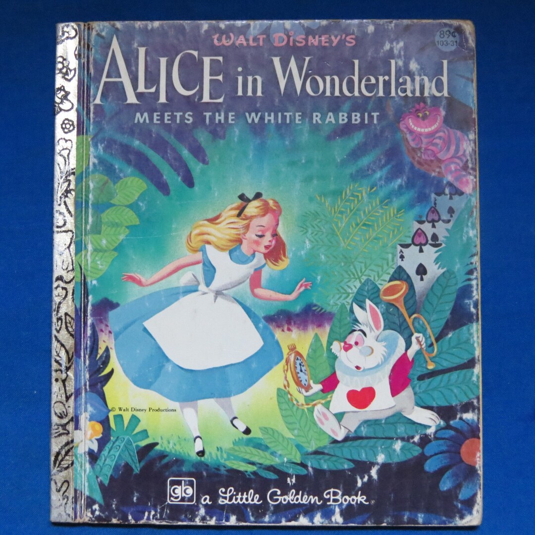 Alice Book Rabbit Cover 1981 Disney Alice Meets White Rabbit Vintage Book Collectible - Etsy