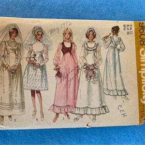 Vintage 1971 Simplicity 9608 Wedding Dress Sewing Pattern - Size 12