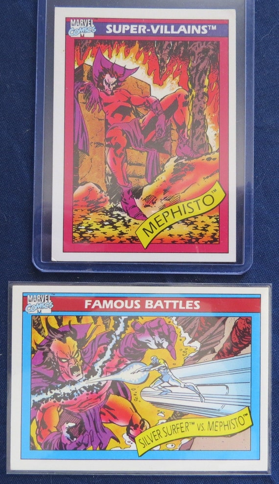 rare marvel comic cards card collection including Captain America and Venom Rare 1990 Marvel Impel Mephisto