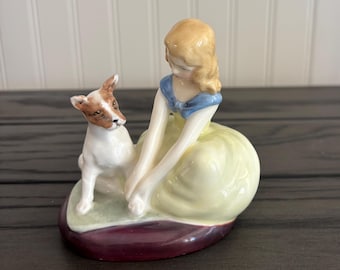 Vintage Royal Doulton Figurine Golden Days HN2274 1963 Girl with Dog Collectible Porcelain Statue