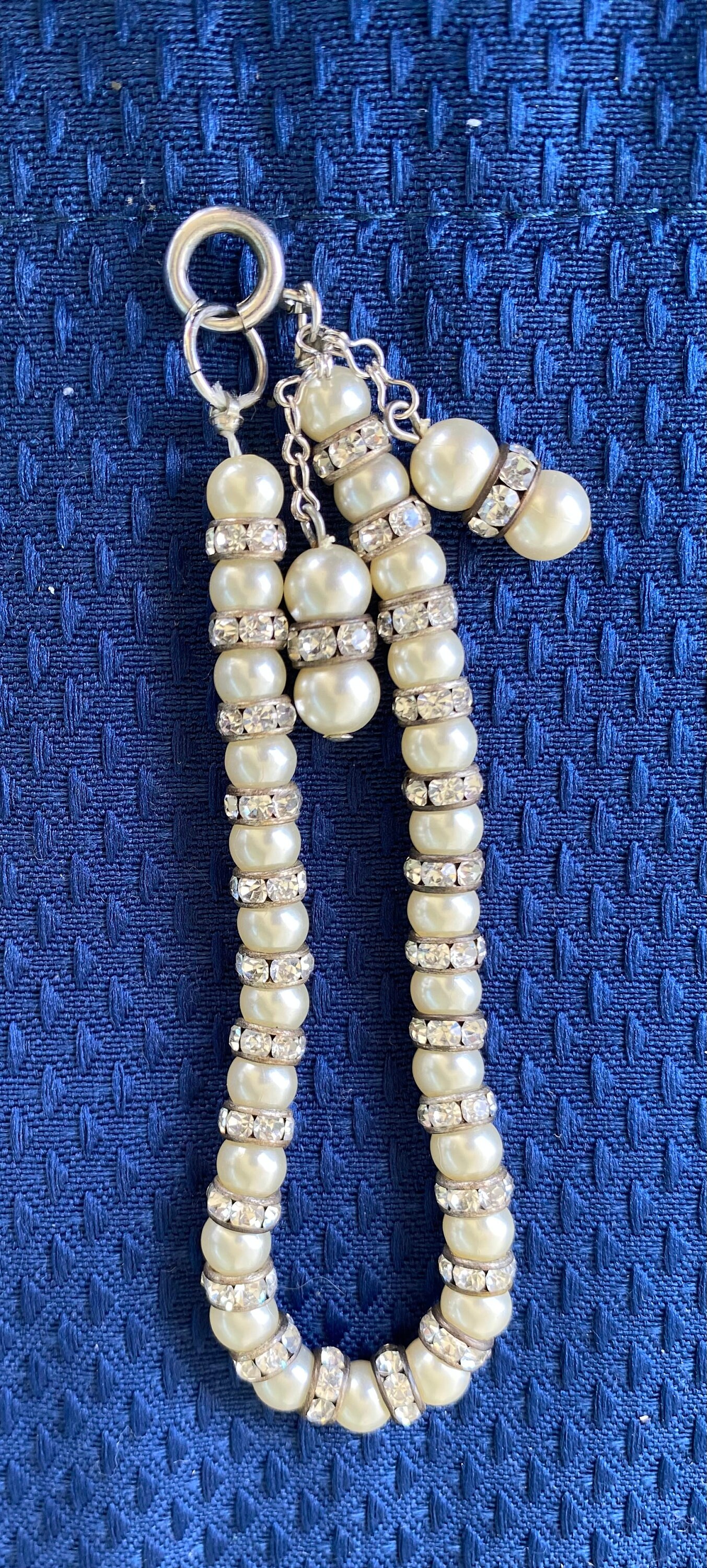 Vintage Pearl and Rhinestone Bracelet 8 Inches Long - Etsy