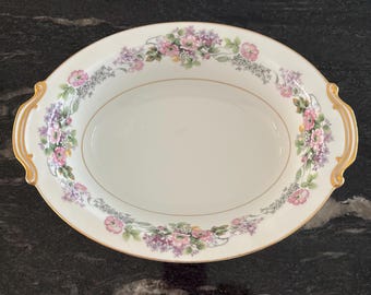 Vintage Noritake Roselane Serving Bowl | Floral Fine China Dish, Gold Trim Japan