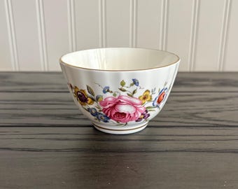 Royal Worcester Fine Bone China Bowl Pink Rose Floral Gold Trim Made in England Trinket Dish