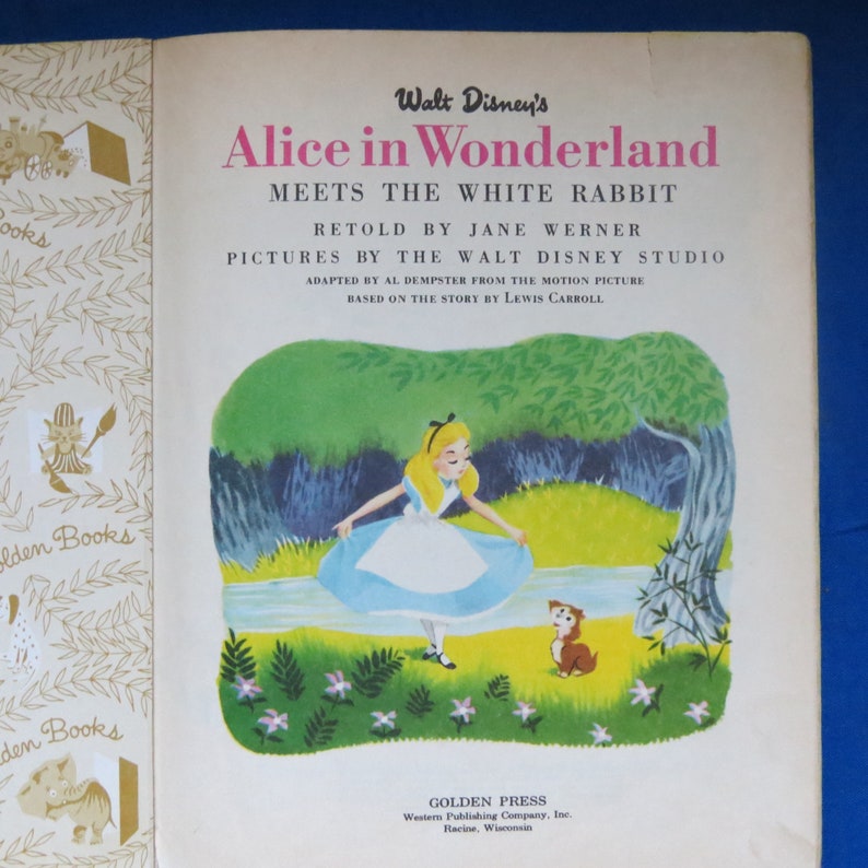 Alice Book Rabbit Cover 1981 Disney Alice Meets White Rabbit Vintage Book Collectible - Etsy
