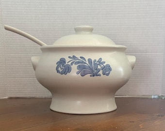 Vintage Pfaltzgraff Yorktowne Stoneware Soup Tureen with Lid and Ladle