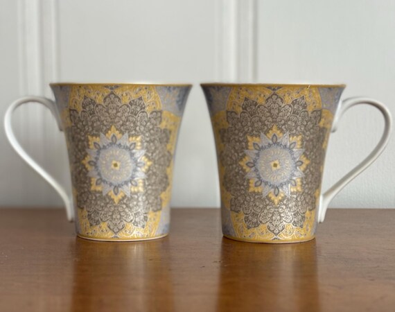 222 Fifth Kashan Silver Fine China Coffee Mug - Set of 2 - Etsy Ireland