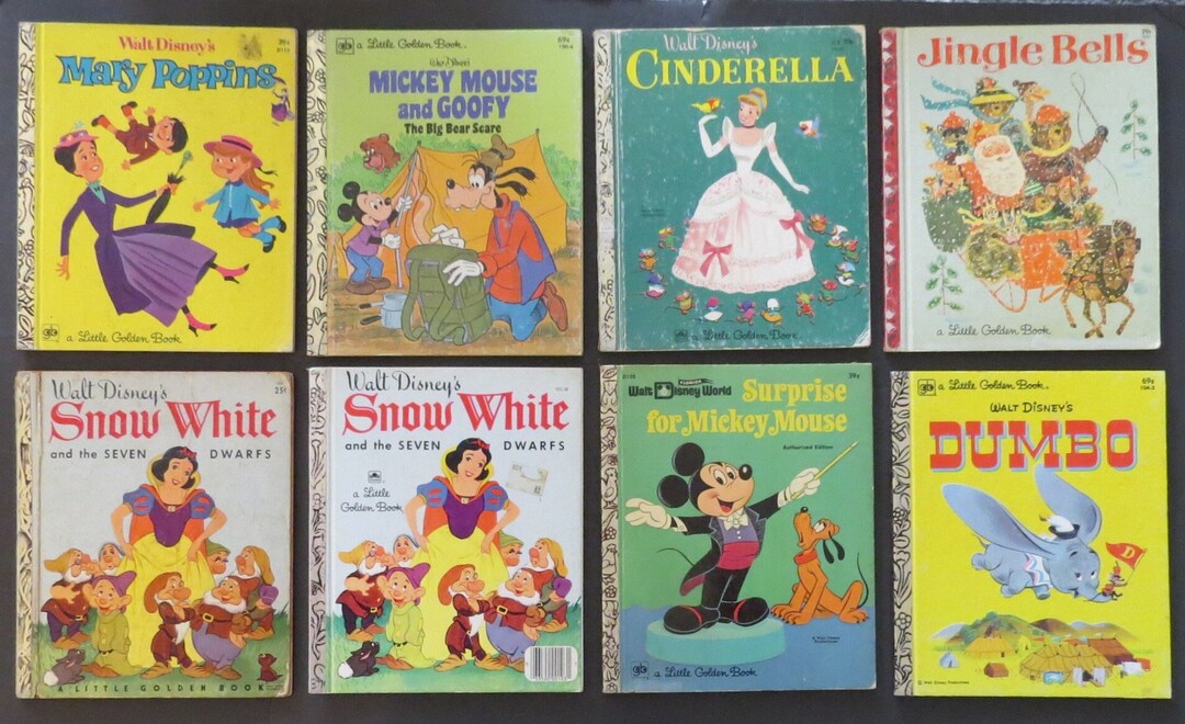 Vintage Rare Little Golden Books Walt Disney Themed Selection of 8