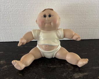 Vintage Cabbage Patch Kids Bisque Figurine Baby Boy Diaper T-Shirt Xavier Roberts
