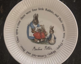 Vintage Wedgwood Peter Rabbit Plate Beatrix Potter Nursery Collectible English Fine China