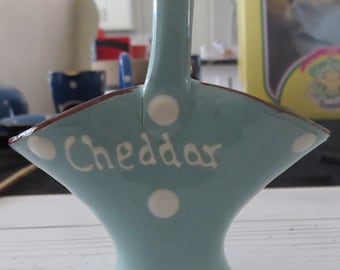 Cesta vintage Mottoware de Torquay: cerámica de lunares "Cheddar" coleccionable