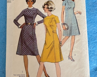 Vintage Simplicity Pattern 9059 Size 14 Misses Dress in Two Lengths 1970 Uncut