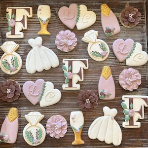 Monogram Wedding Sugar Cookies: Royal Icing, Gluten/Dairy free options,Bridal Shower Favors, made to order, by the dozen.