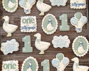 One Silly Goose Birthday sugar cookies w/royal icing Gluten/Dairy Free options, personalized