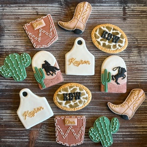 Galletas de azúcar estilo occidental con glaseado real, personalizadas, opción sin gluten ni lácteos, por docena, hechas por encargo.