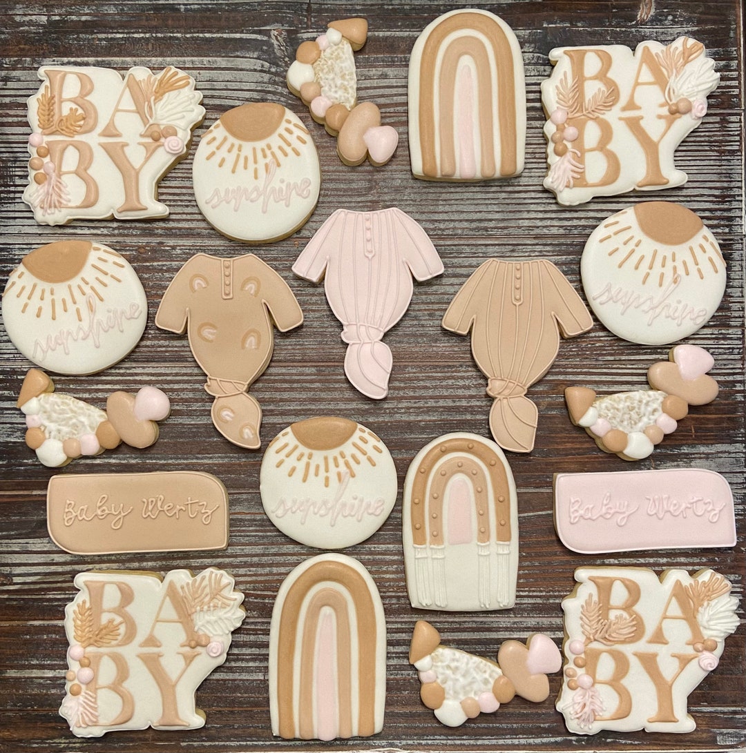 Boho Baby Shower Sugar Cookies With Royal Icing, Ray of Sunshine, by