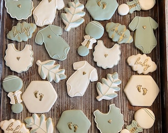 Baby Shower Sugar Cookies with Royal icing, made to order by the dozen, Dairy Free and Gluten Free options