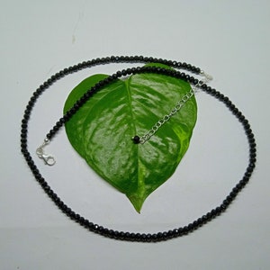 Elegant Black Spinel Beaded Necklace in 925 Silver • Adjustable Handmade Boho Jewelry