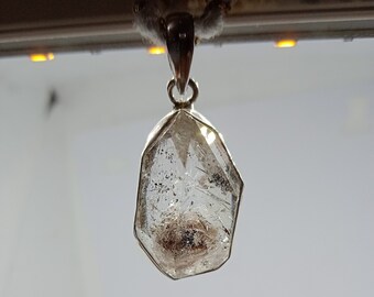 Raw Herkimer Diamond Pendant: 925 Sterling Silver, Natural Rough Jewelry