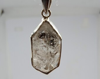 Raw Herkimer Diamond Pendant: 925 Sterling Silver Necklace