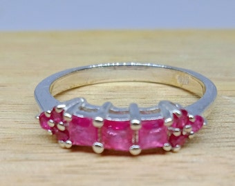 Dainty Faceted Ruby Ring: Handmade 925 Sterling Silver, US Size 6.5