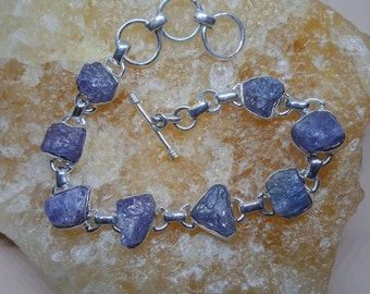 Handgemachte Tansanit Sterling Silber Armband - Verstellbar