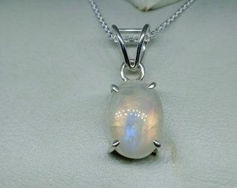 Collana In Argento Sterling 925 Con Pietra Di Luna Naturale Arcobaleno, Gioiello Artigianale Indiano Fatto A Mano, Forma Rotonda, Regalo Significativo