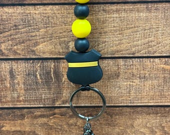 Yellow Line Lanyard/Dispatcher Lanyard /ID badge holder/Breakaway lanyard / Dispatcher ID holder lanyard / 911 Gift idea