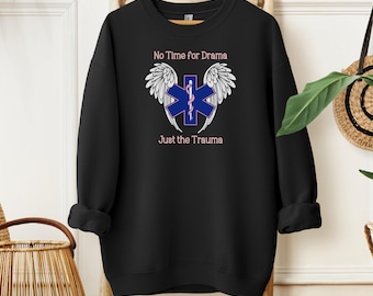EMS EMT Crewneck Sweatshirt Dünne weiße Linie Ersthelfer Geschenkidee Sweatshirt Sanitäter Rettungsdienst