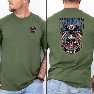 Skull and American first responders T-Shirt , first responders shirt, EMT, EMS, Dispatcher, officer, patriotic tee, first responder gift