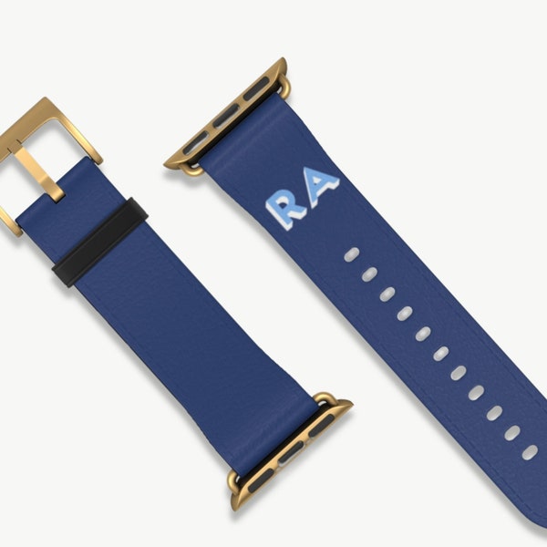 monogram apple watch strap, personalized band for apple watch, vegan leather watch strap 38mm 40mm 42mm 44mm shadow monogram gifts