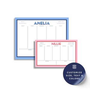Weekly Planner Notepad: Personalized with Name and Colors (Two Sizes)