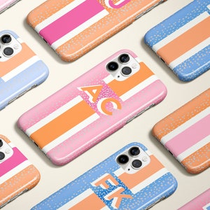 antelope Shadow Monogram Personalized Stripe Initial iPhone 15 Case Custom iphone case magsafe, dot pattern 14 pro 13 plus