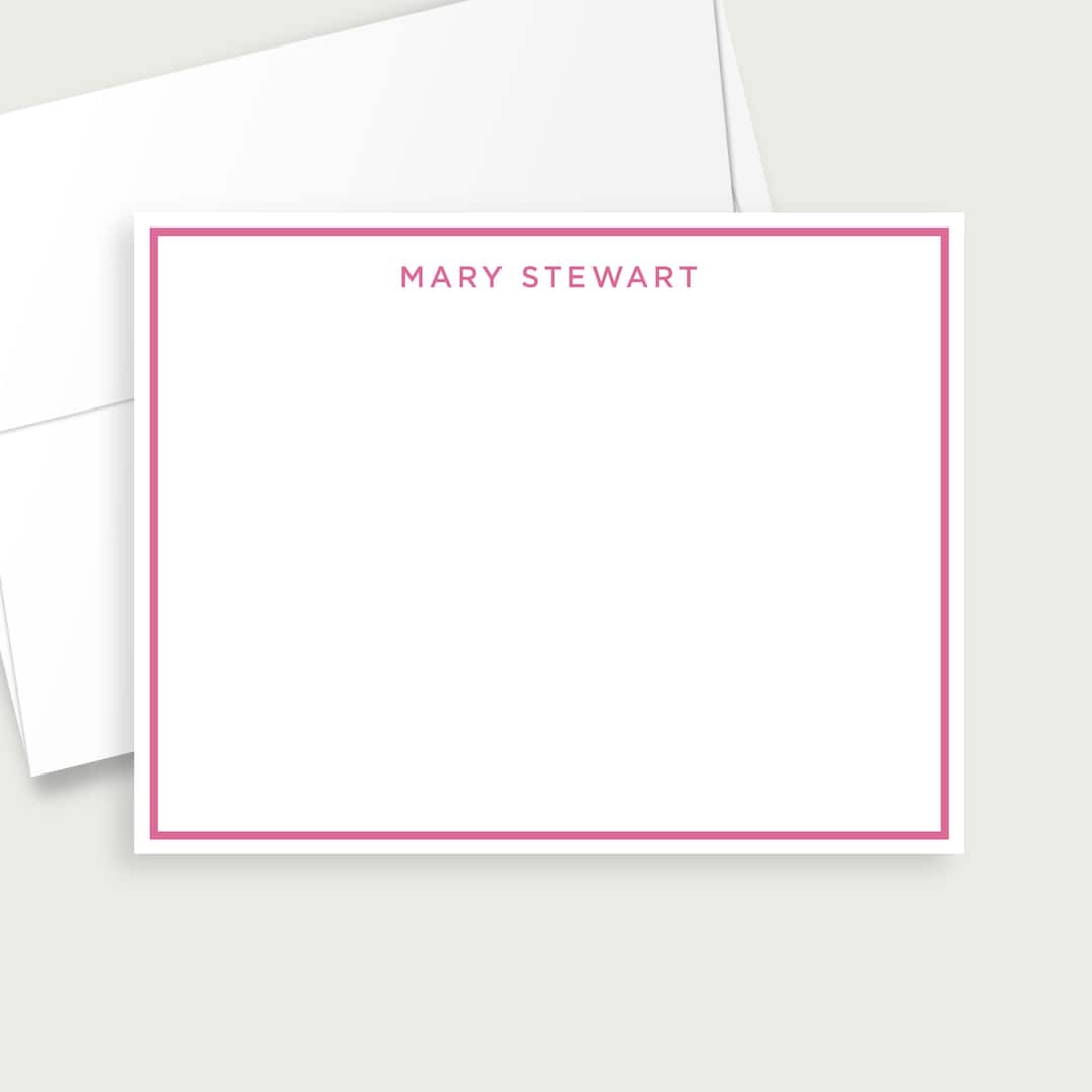 Monogram Notecard Set, Classic Stationery, Monogram Border Flat Cards, Stationery Notecard Set