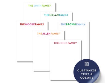 Family Notepad: Personalized Name, Colorful Monogram - Lined or Blank