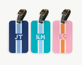 monogram luggage tag, monogram stripe, custom luggage tag, bachelorette party gift, wedding favor, grad gift, personalized luggage tag