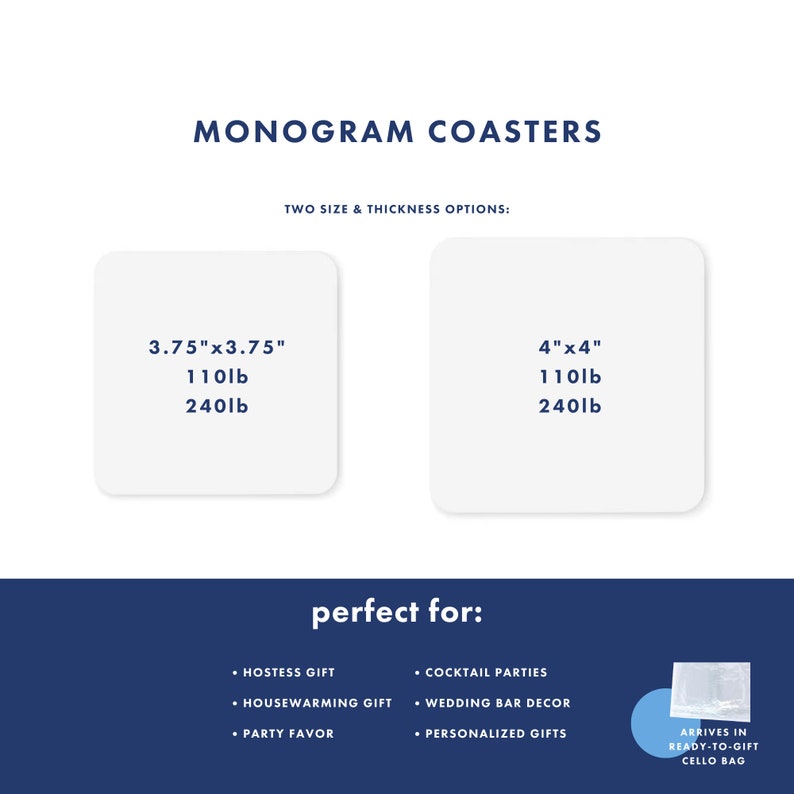 Personalized Coaster, Monogram Paper Coaster, Wedding Bar Decor ...