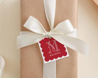 Personalized Initial Gift Tags: Monogrammed Square & Round Sets