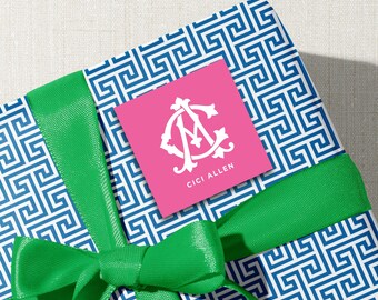 Monogram Calling Cards and Gift Tag Stickers: Personalized Sets with Envelopes