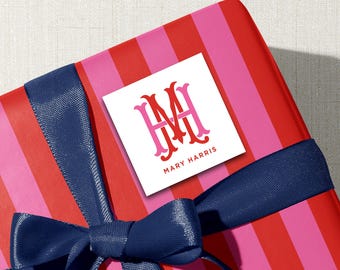 Monogram Gift Tags and Calling Cards - Personalized Stickers with Envelopes